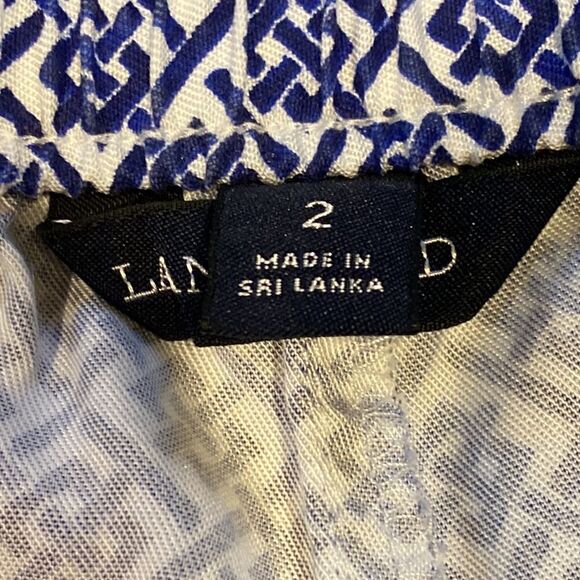 Land’s End Woven Print Stretch Waistband Pants Royal Indigo NWOT Size 2 - Picture 8 of 16